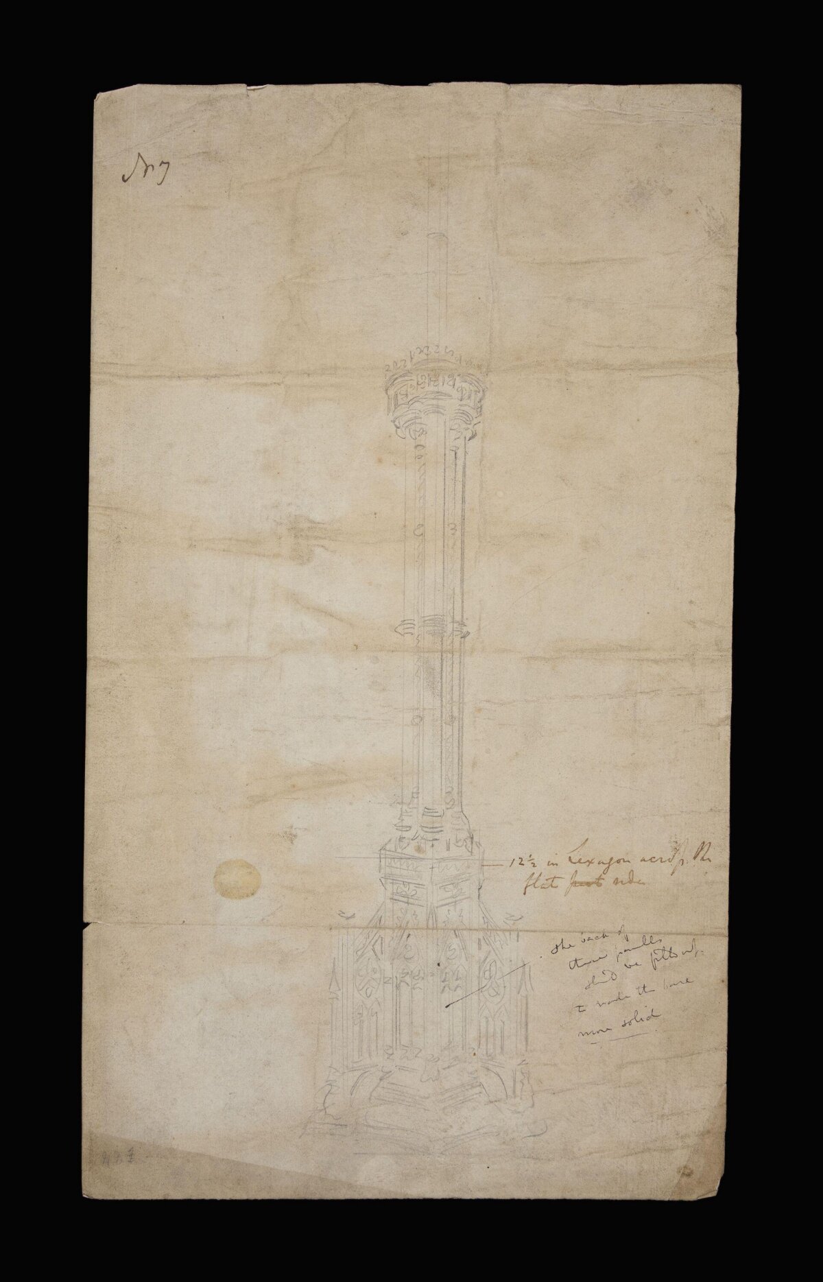 Pencil Sketch of Gothic Column