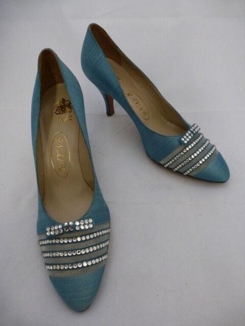 Vintage Blue Rhinestone High Heels