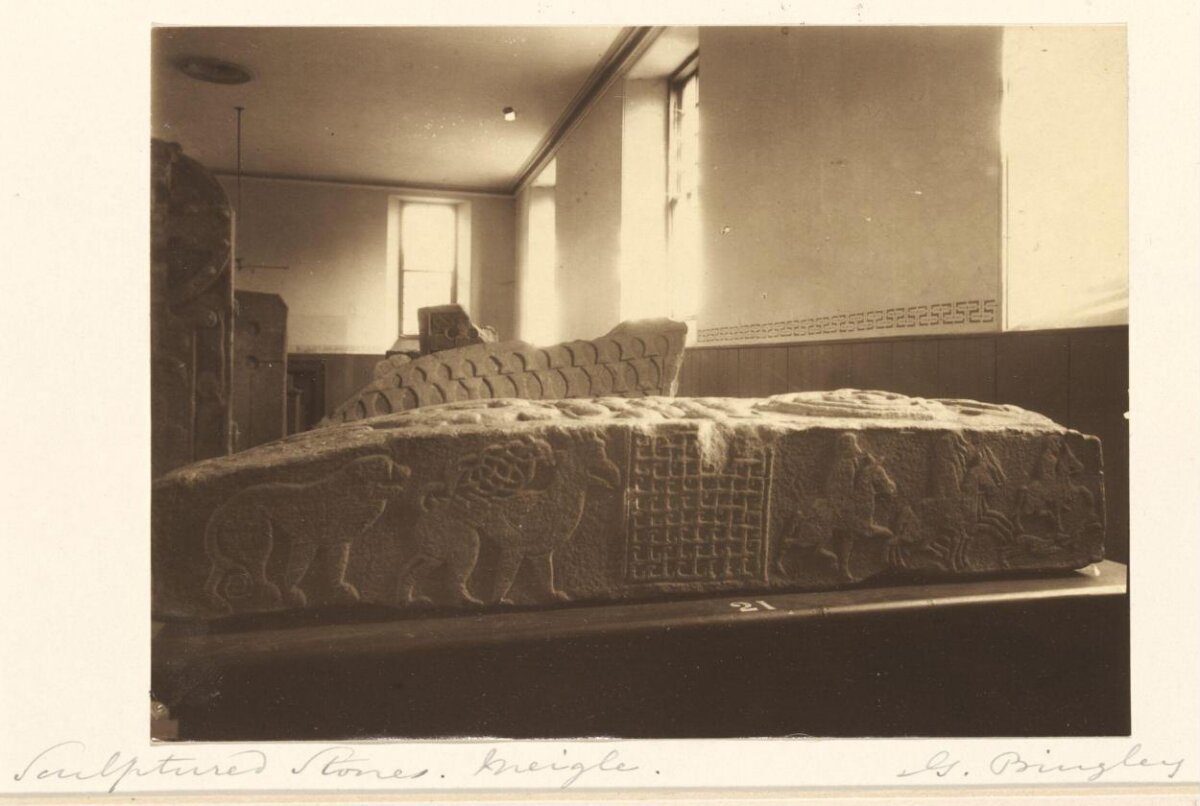 Sculptured Meigle Stone in Vintage Photo