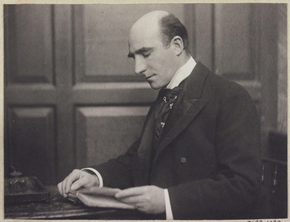 Vintage Portrait of Man Reading Paper