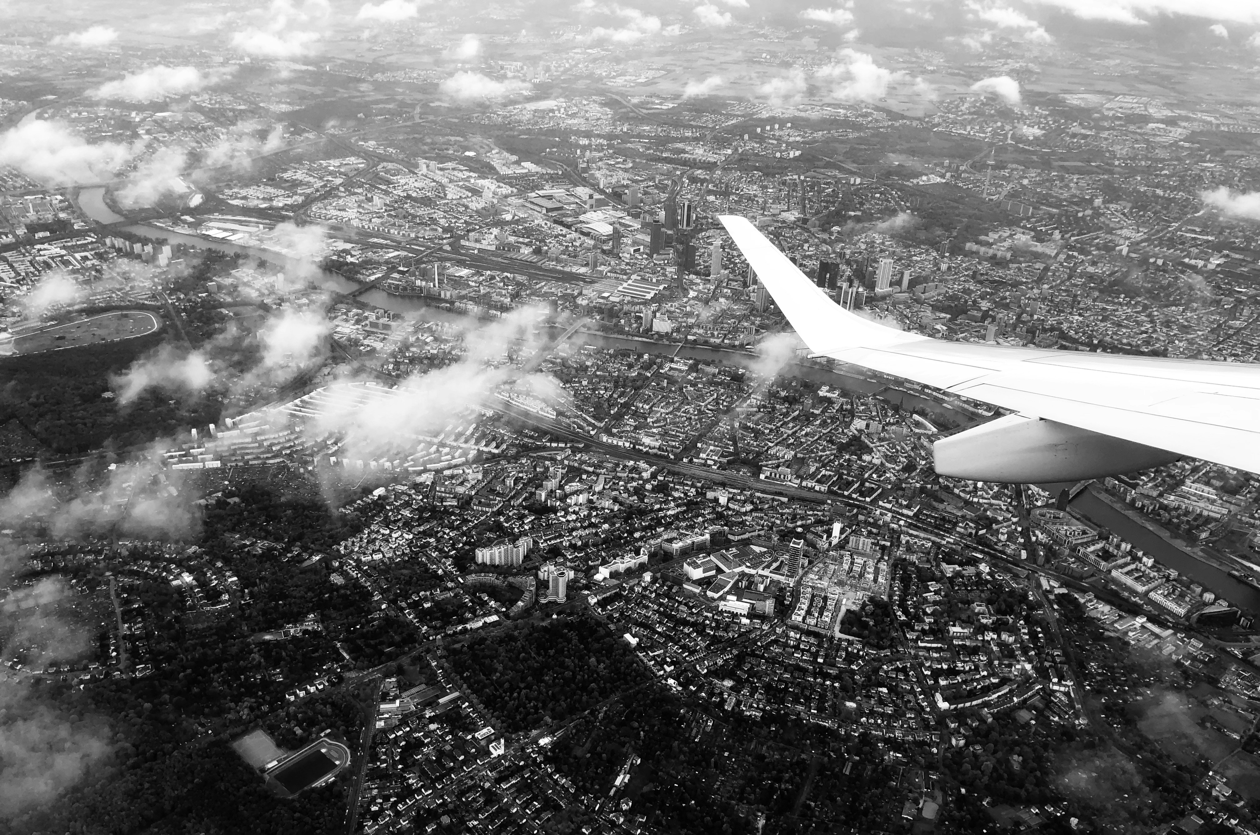 Aerial City View From Airplane