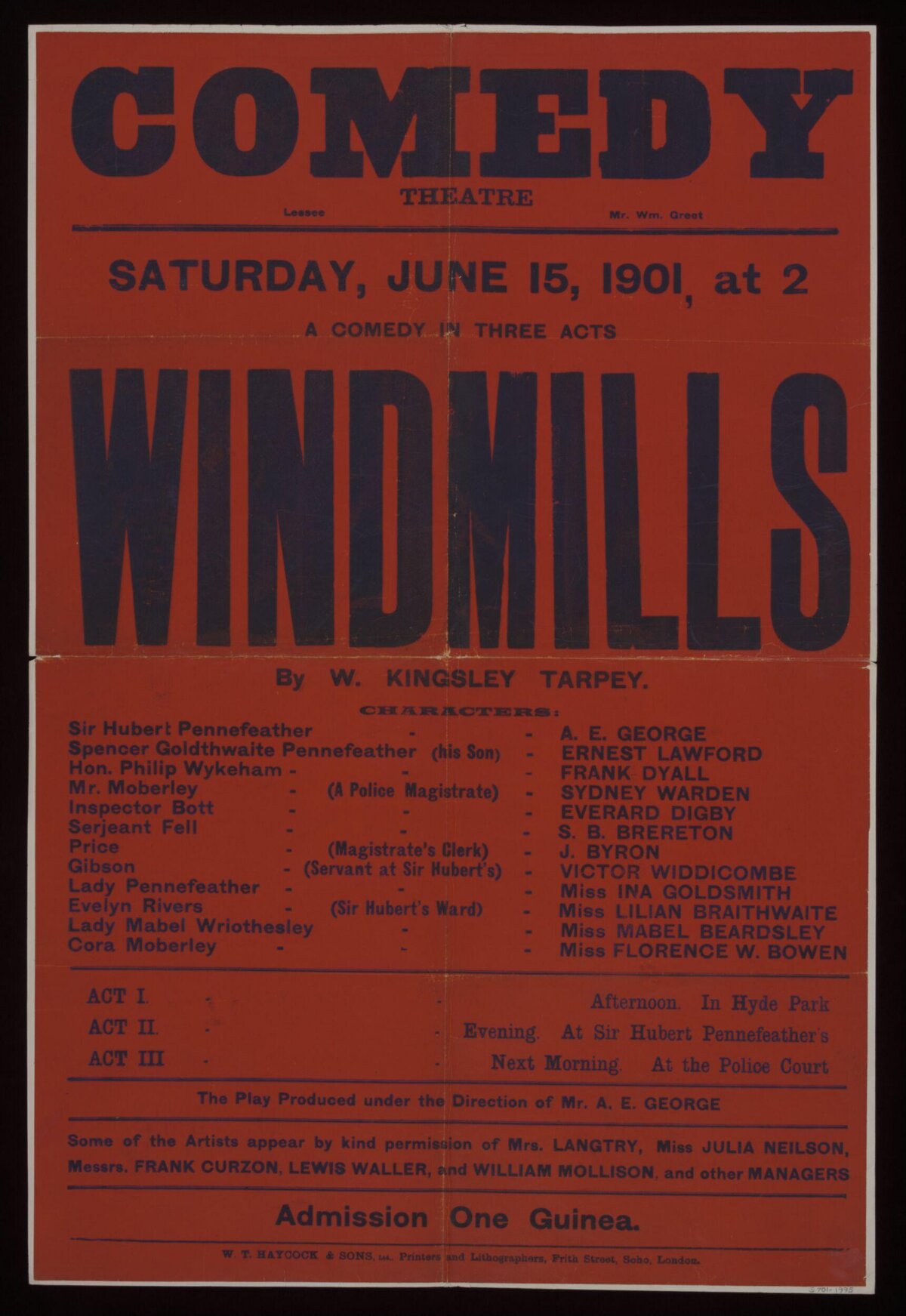 1901 Windmills Play Theatre Poster