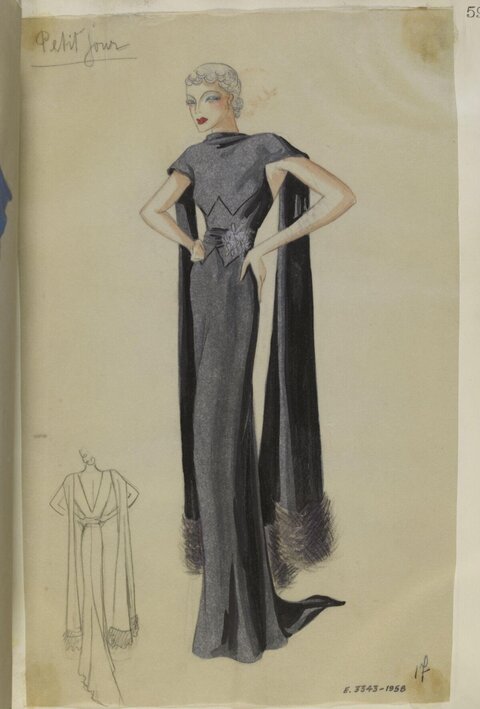 Vintage Evening Gown Fashion Sketch