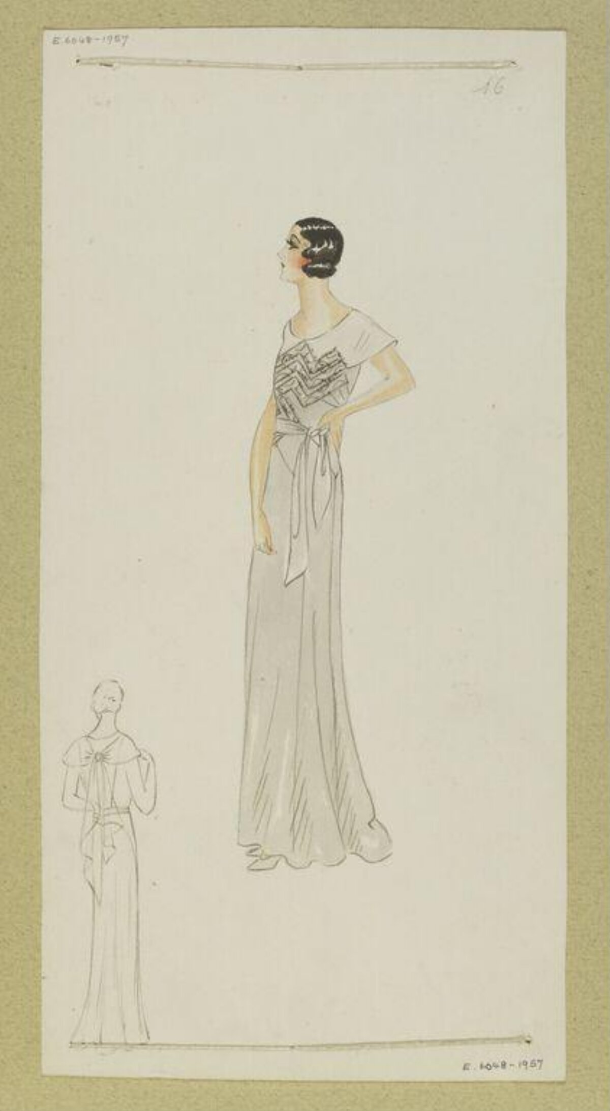 1930s Evening Gown Fashion Sketch