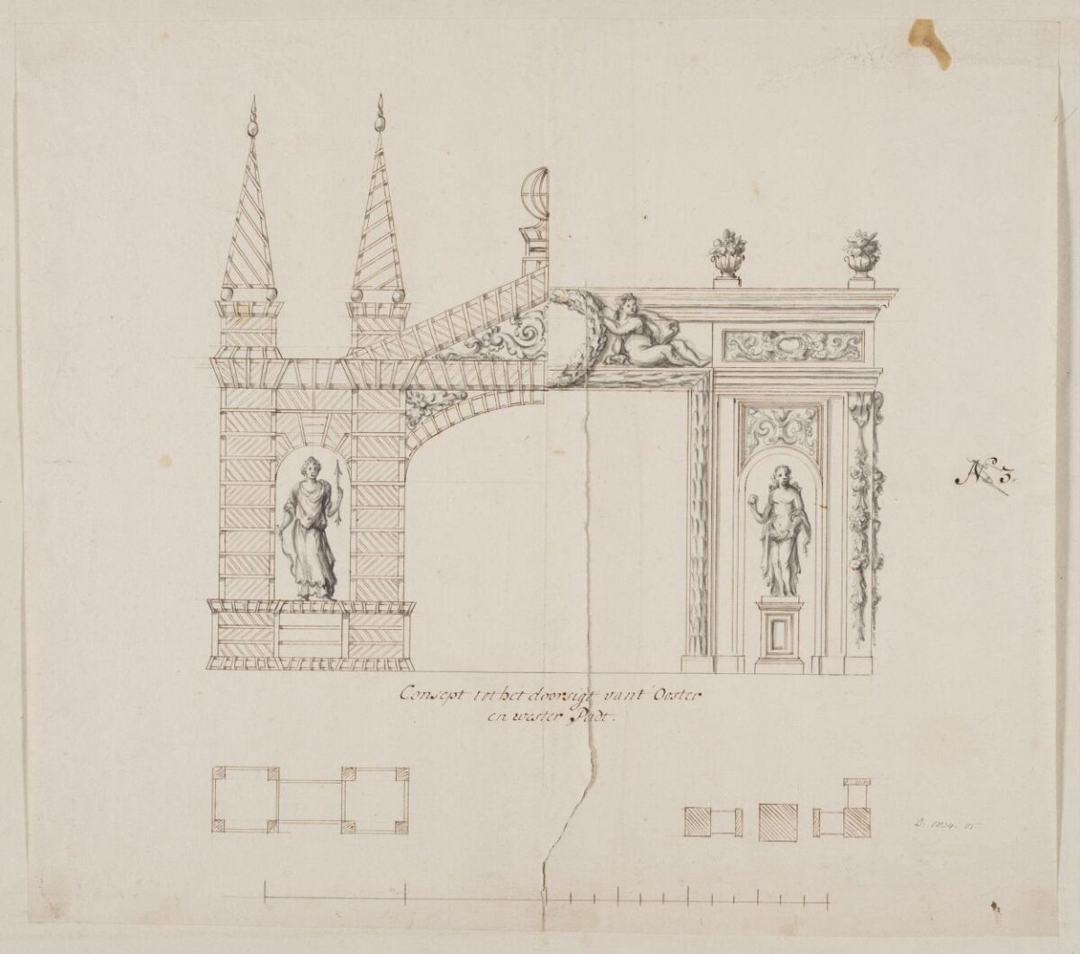 Dutch Ornate Gate Architectural Drawing — Architecture