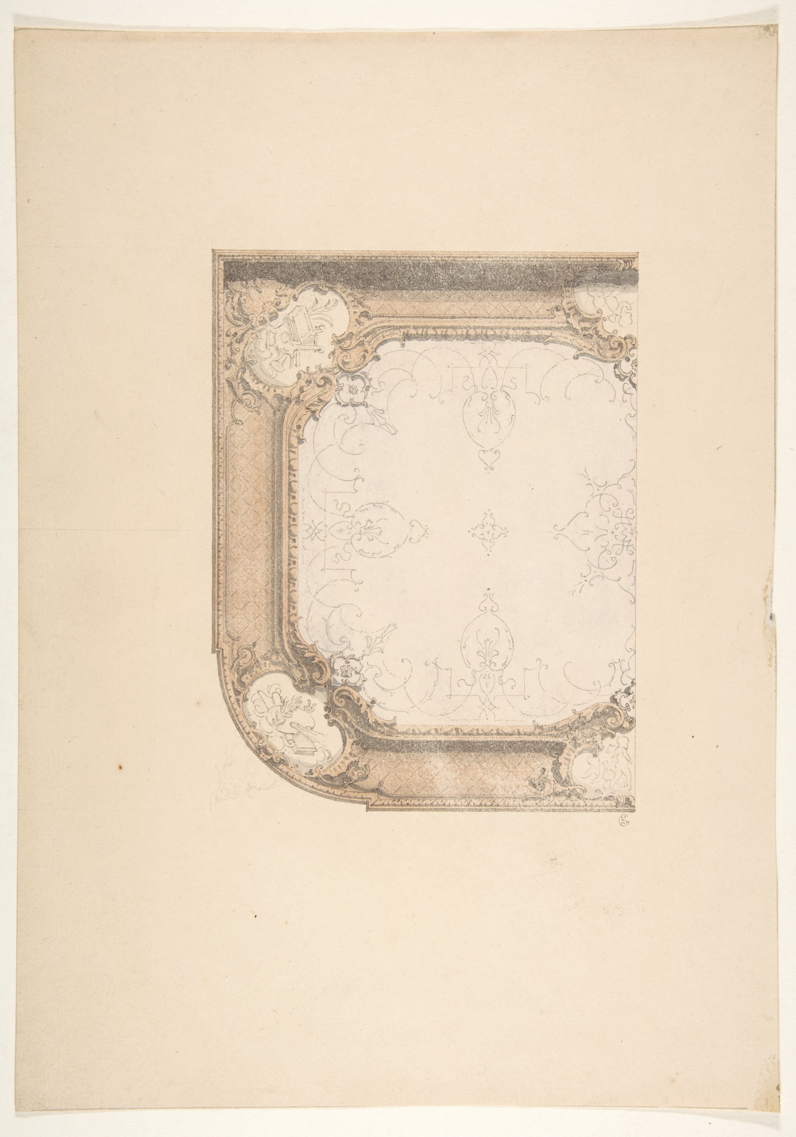 Ornate Ceiling Corner Design Sketch