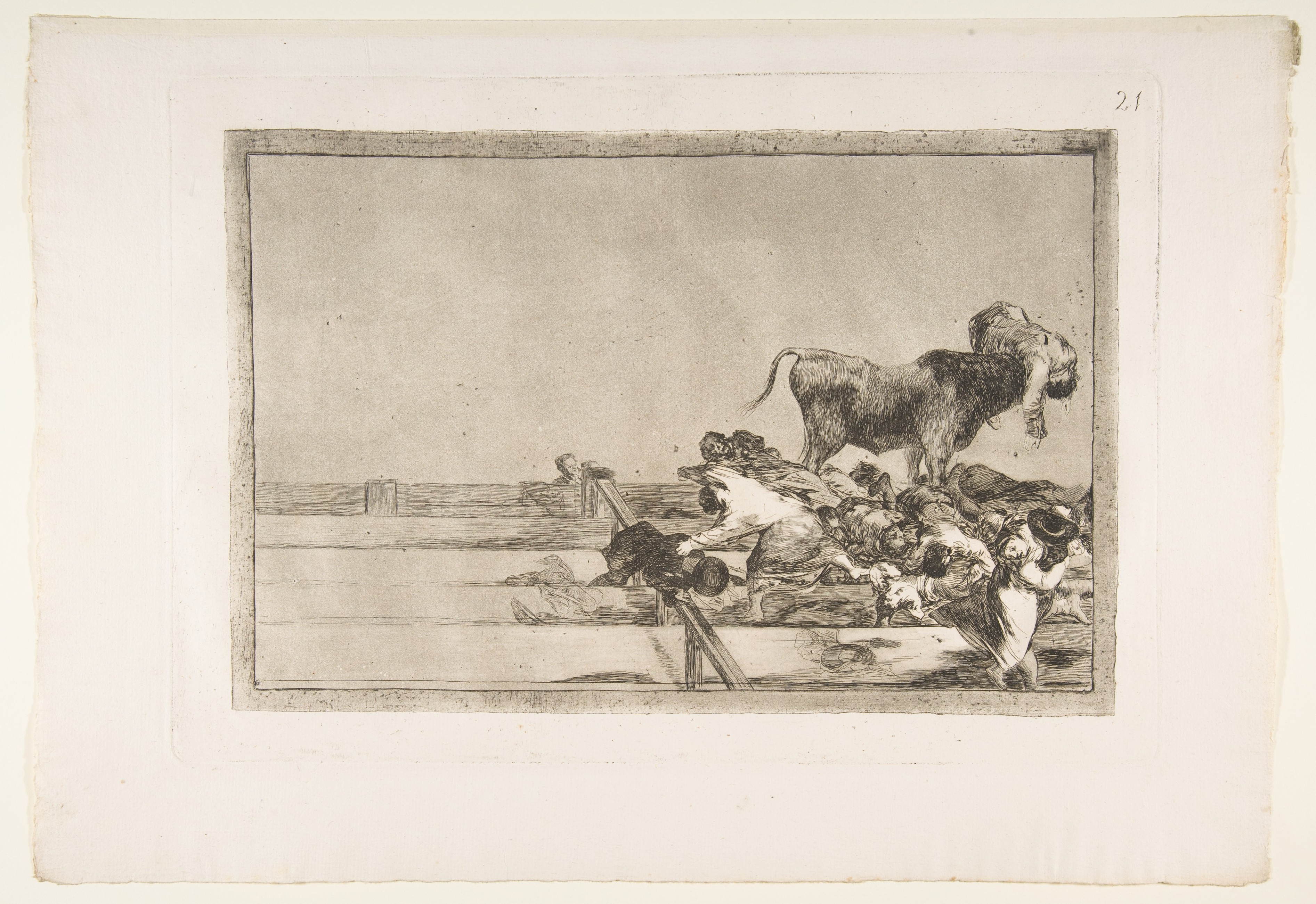 Etching of Bull Attack in Bullring