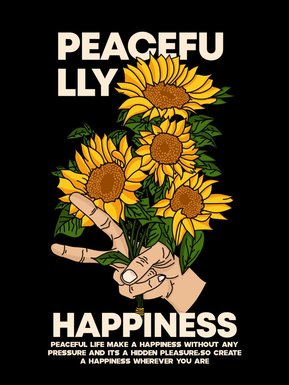 Peacefully Happiness Sunflower Poster