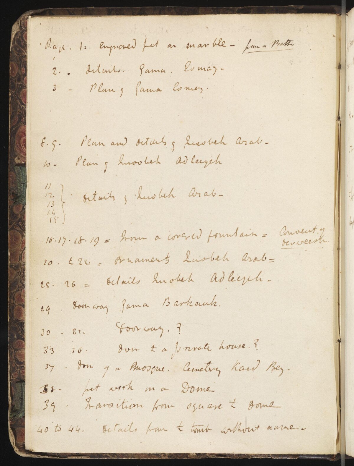 Handwritten List on Antique Notebook Page