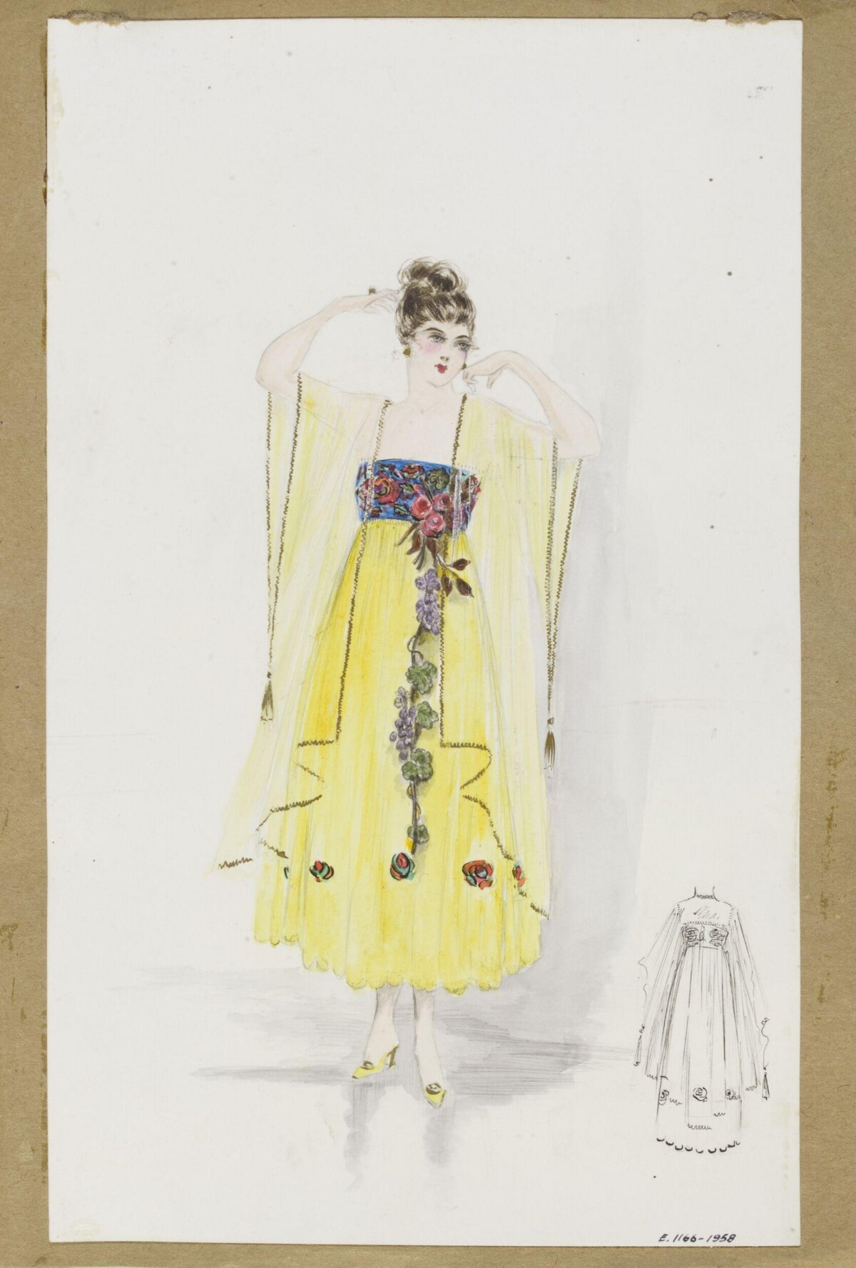 Yellow Evening Gown Fashion Design Sketch