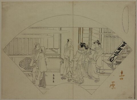 Yoshiwara Scene Ukiyo-e Line Drawing