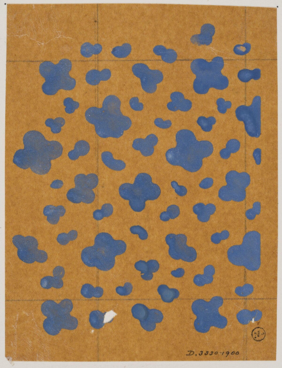 Blue Spot Pattern on Brown Paper