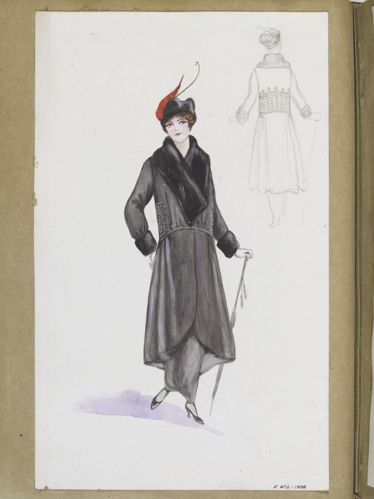 Vintage Women's Coat Fashion Sketch