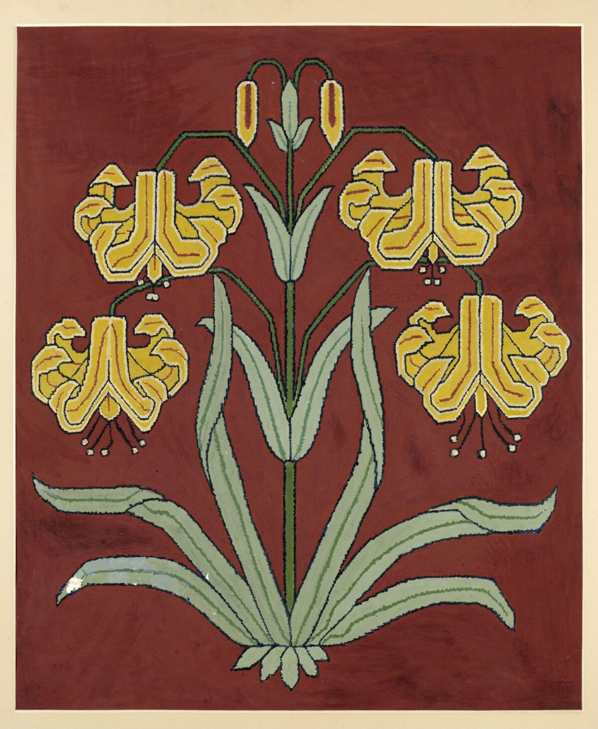Stylized Yellow Lilies Decorative Art