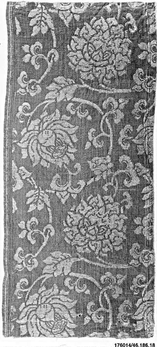 Antique Peony Pattern Woven Textile