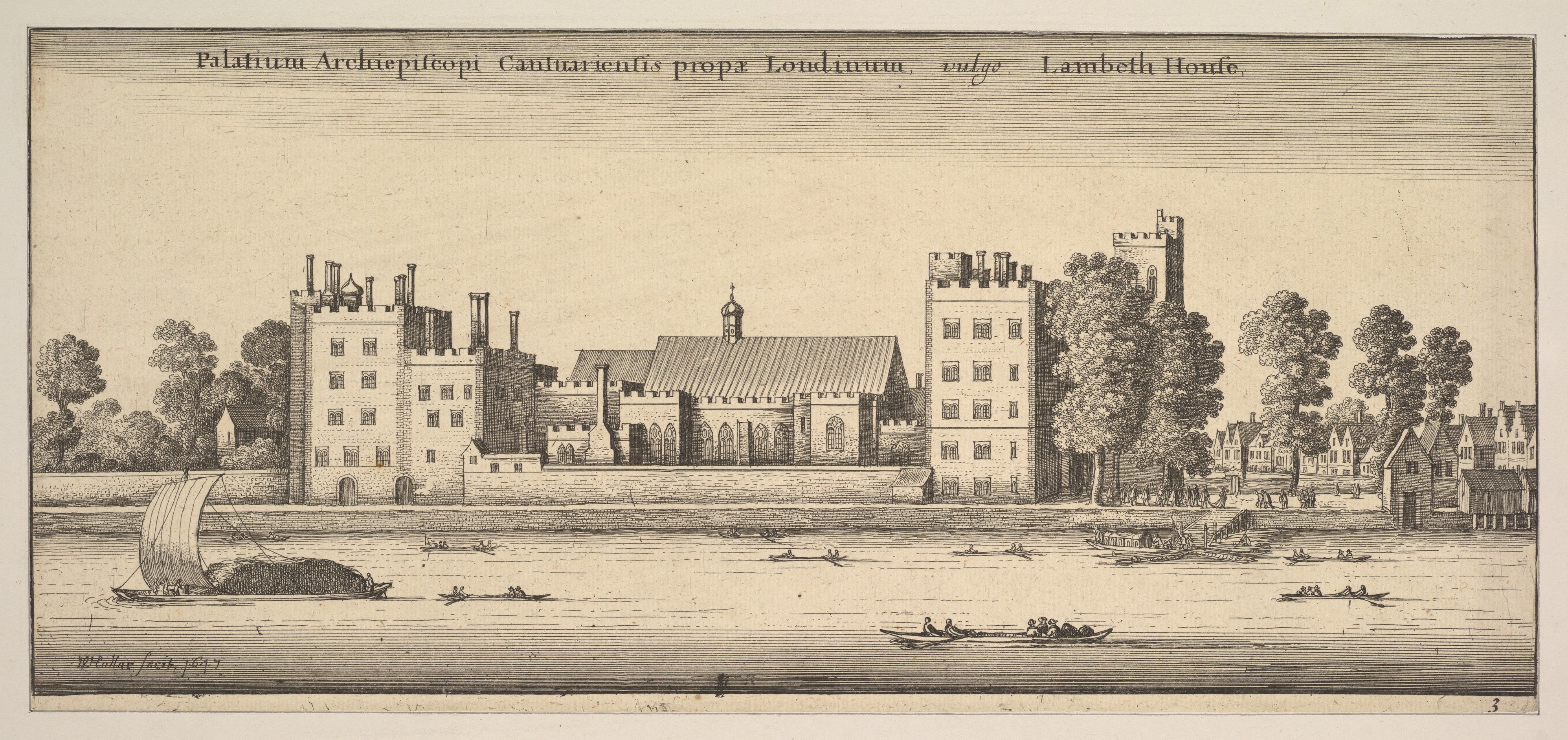 Engraving of Lambeth House by Thames