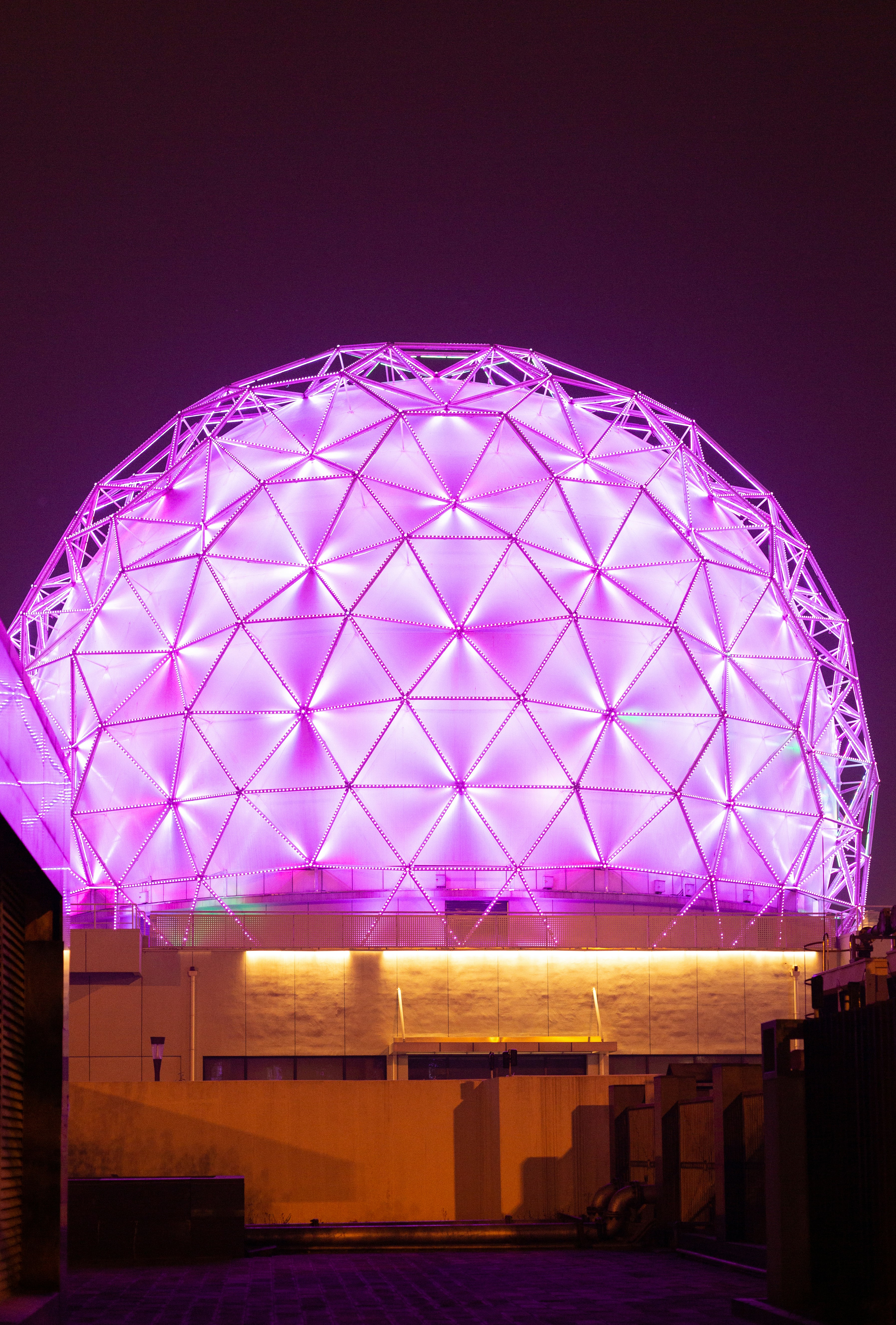 Purple Illuminated Dome at Night