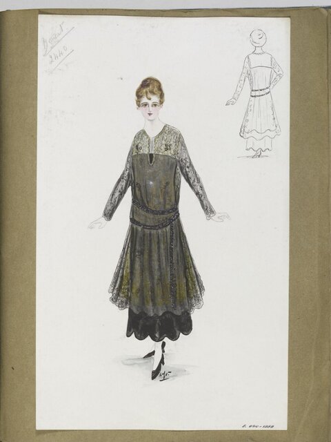 1920s Women's Dress Fashion Sketch