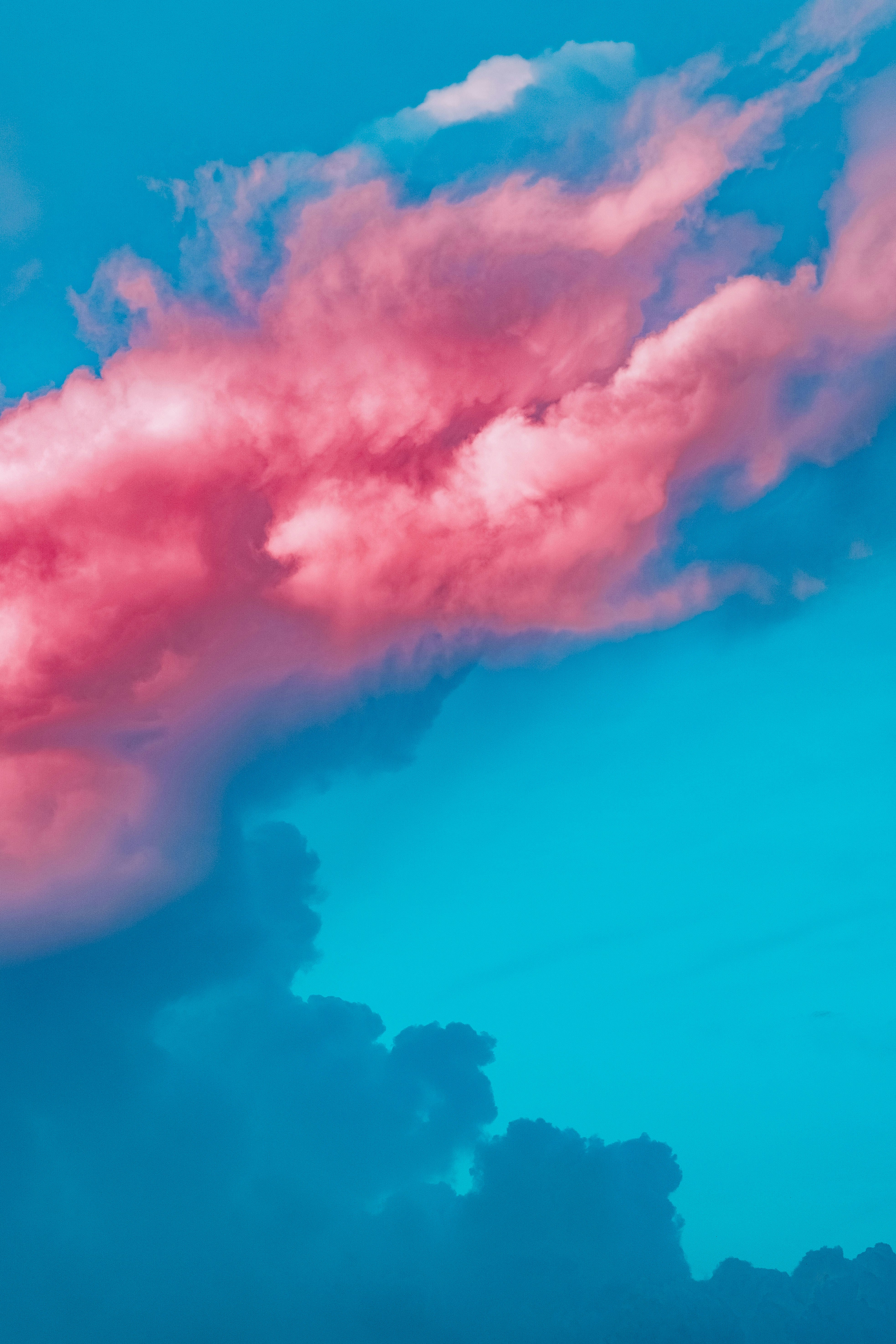 Pink Clouds Against Cyan Sky