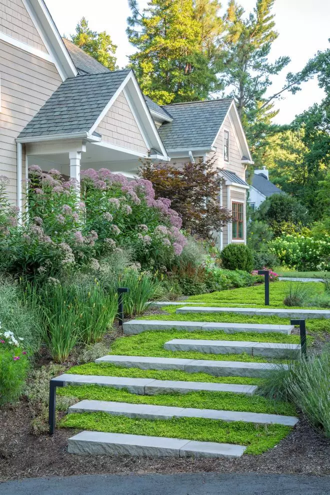 Front Yard Garden With Stone Steps