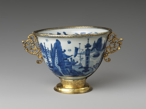Gilt-Mounted Blue and White Porcelain Bowl
