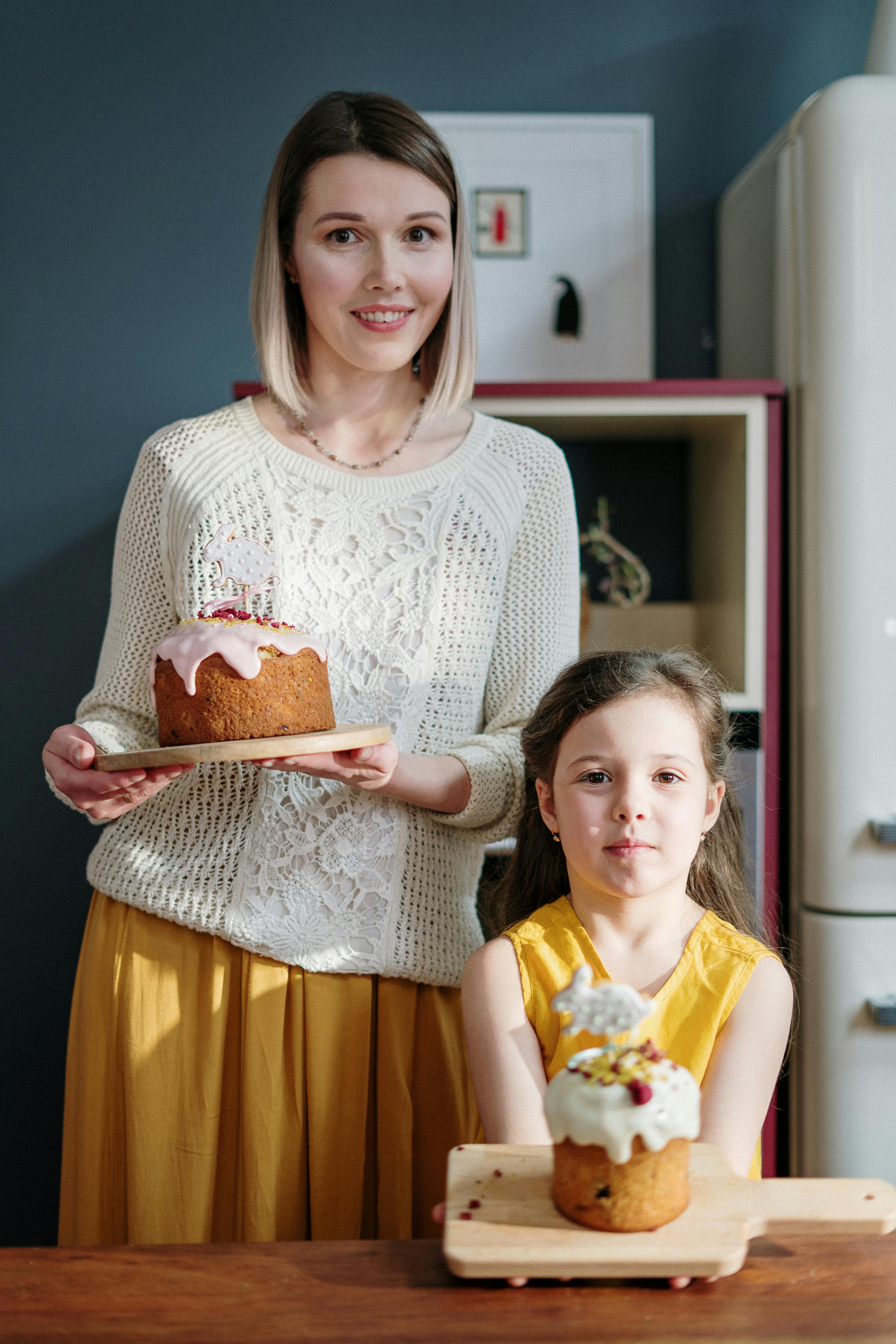 Woman and Girl With Homemade Easter Cakes