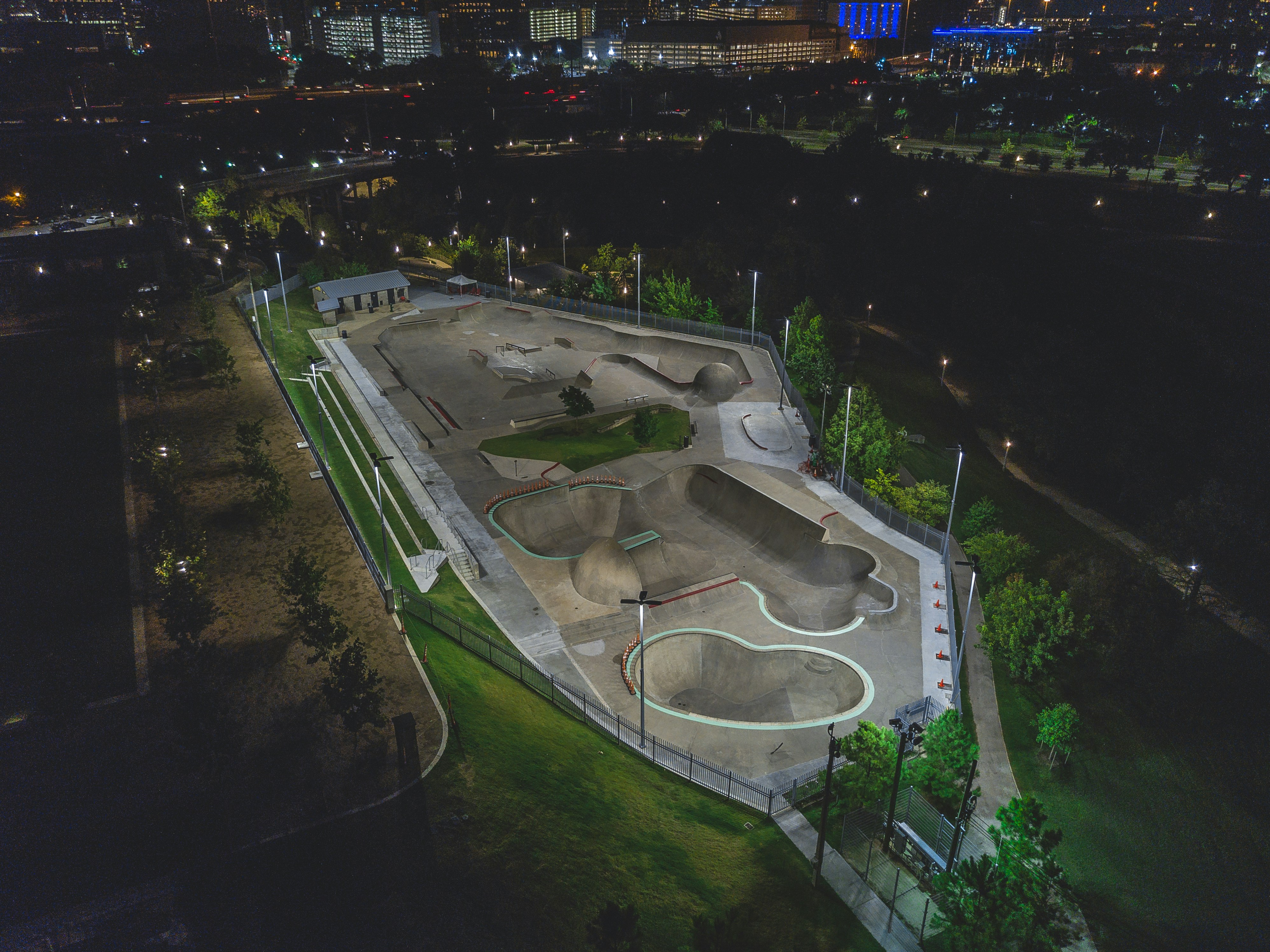 Night Skatepark Aerial View
