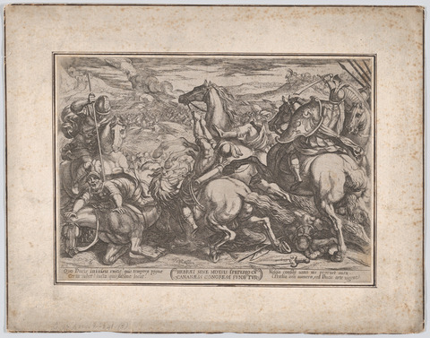 Chaotic Cavalry Battle Antique Engraving