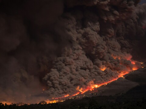 Nighttime Volcano Eruption