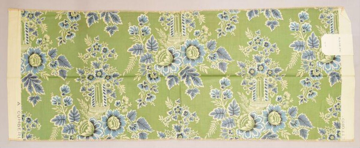 Green Vintage Floral Printed Textile