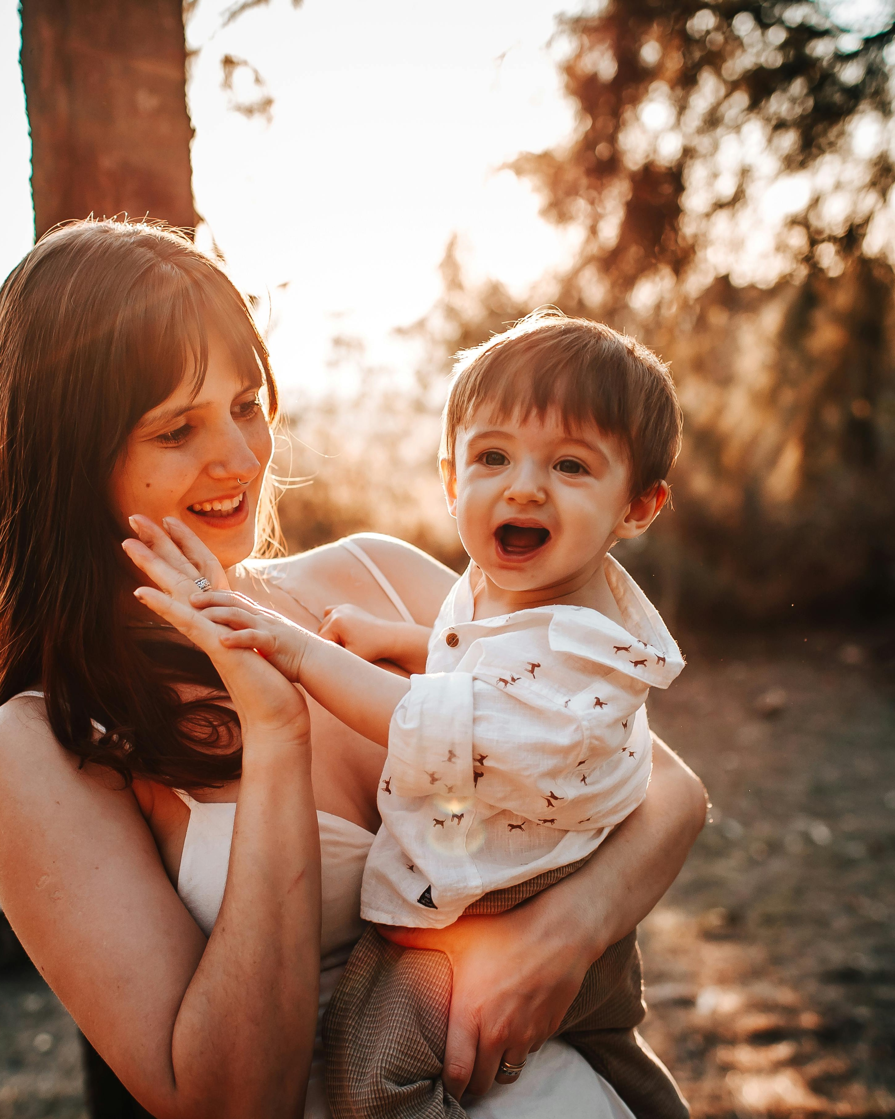 Mother and Toddler at Sunset