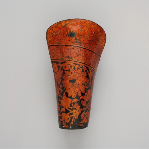 Orange Lacquered Floral Antique Artifact