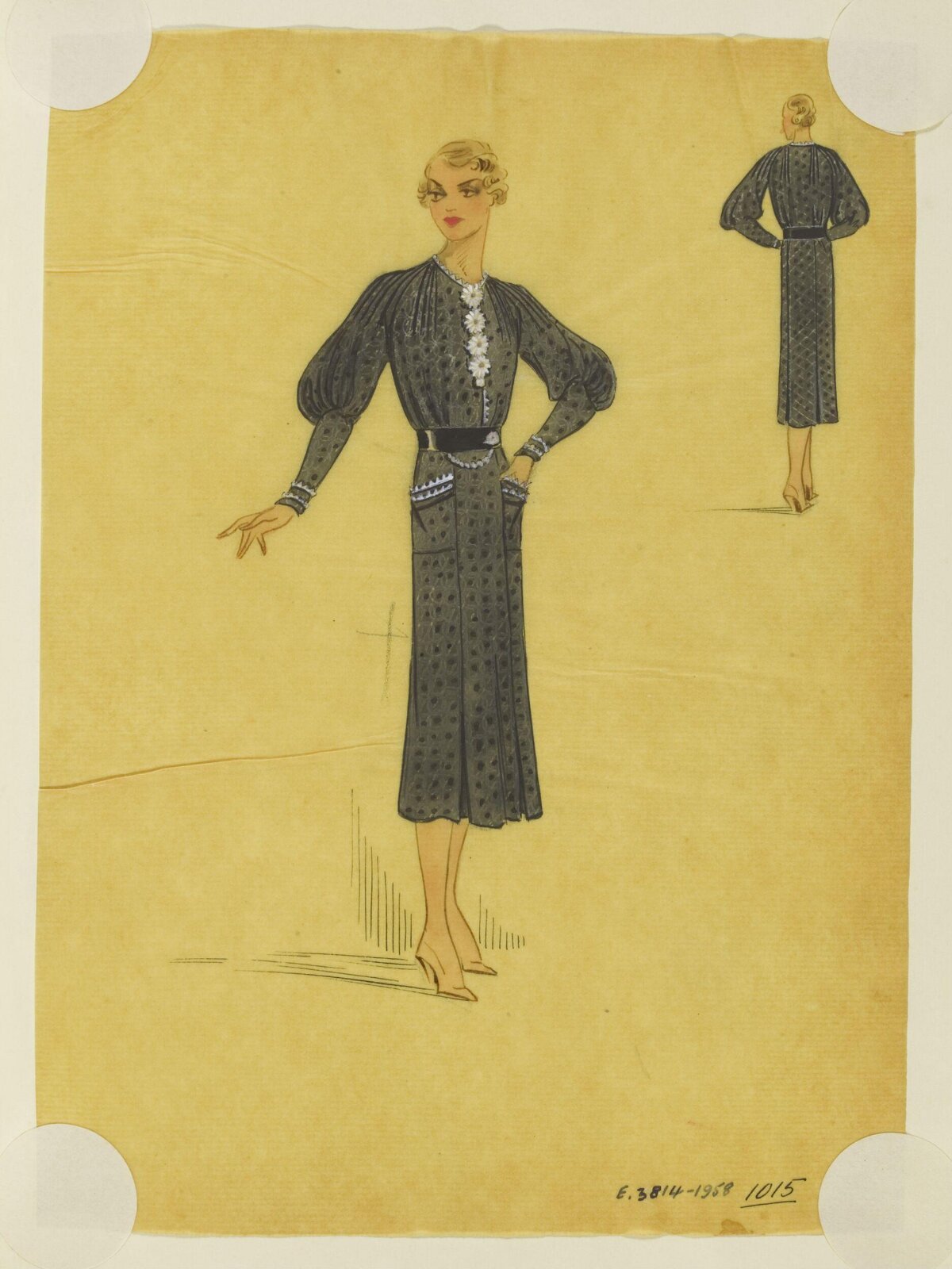 Vintage Dress Fashion Design Sketch