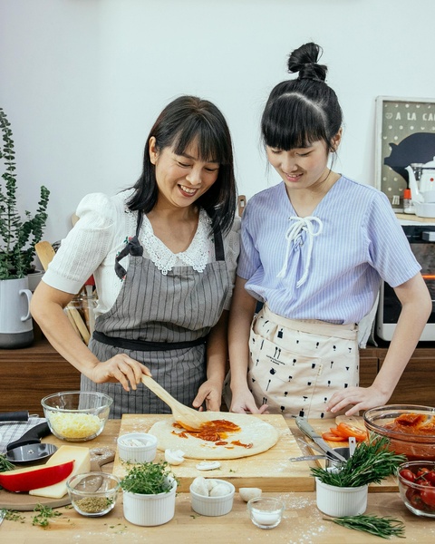 Two Women Making Homemade Pizza