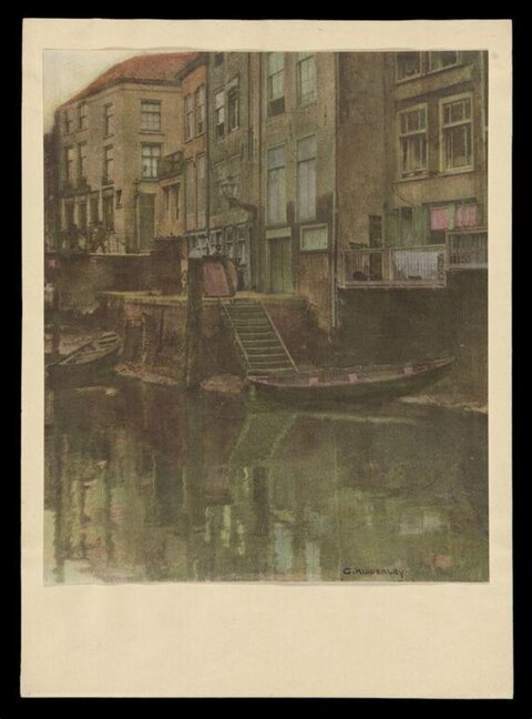 Dutch Canal City Waterfront Painting