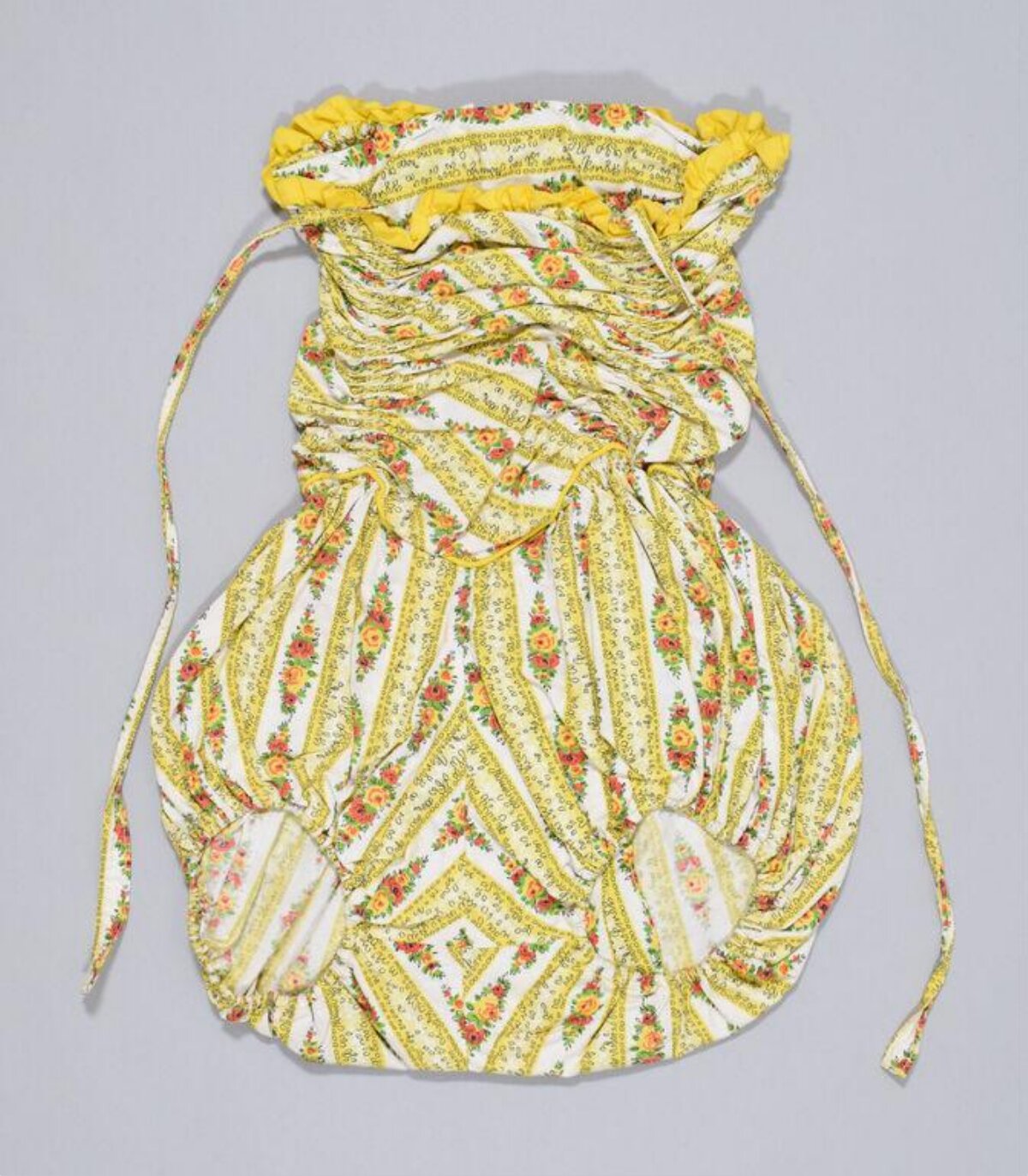 Yellow Floral Drawstring Pouch
