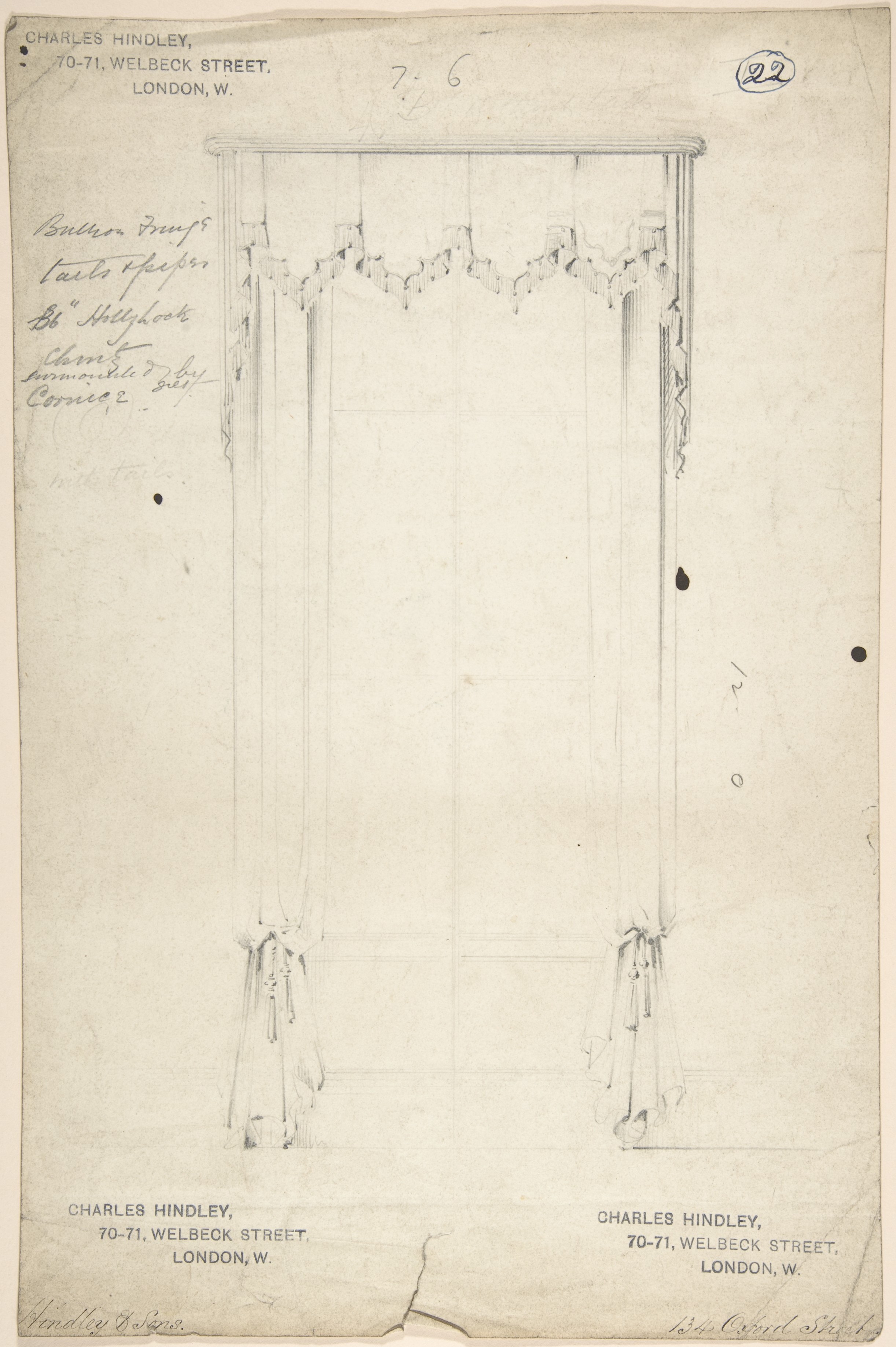 Vintage Window Curtain Design Sketch