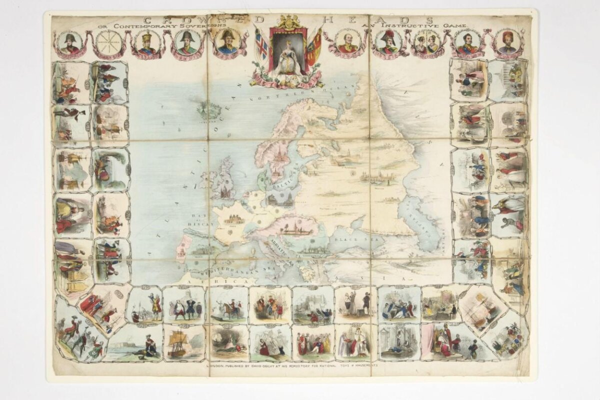 Antique Crowned Heads Board Game Map