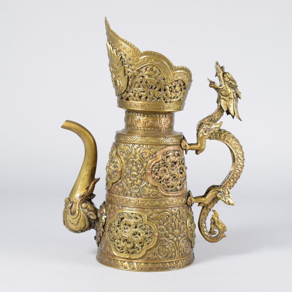 Brass Carved Dragon Handle Ewer