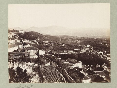 Vintage Hillside Town Landscape