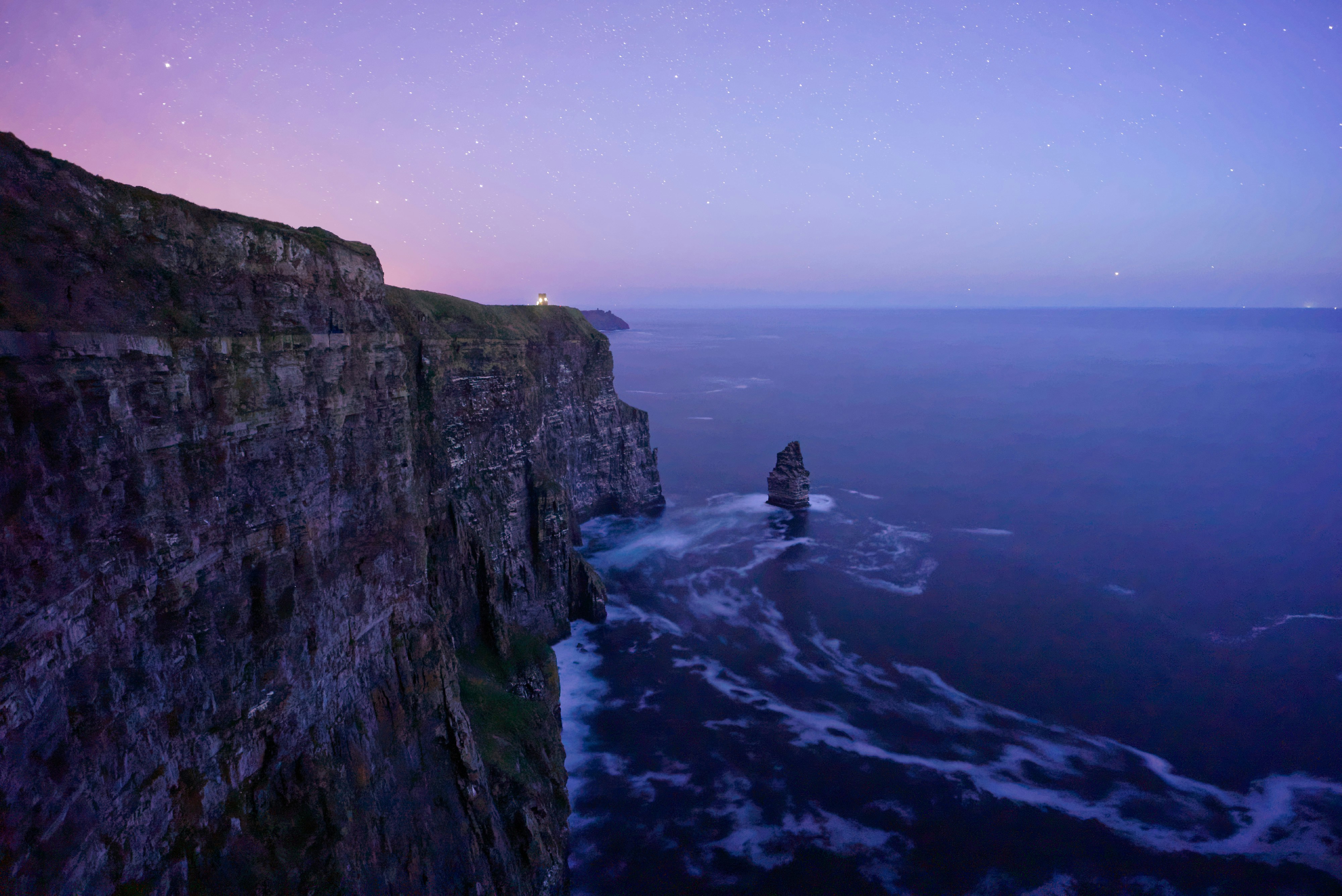 Starry Night Coastal Cliffs Seascape