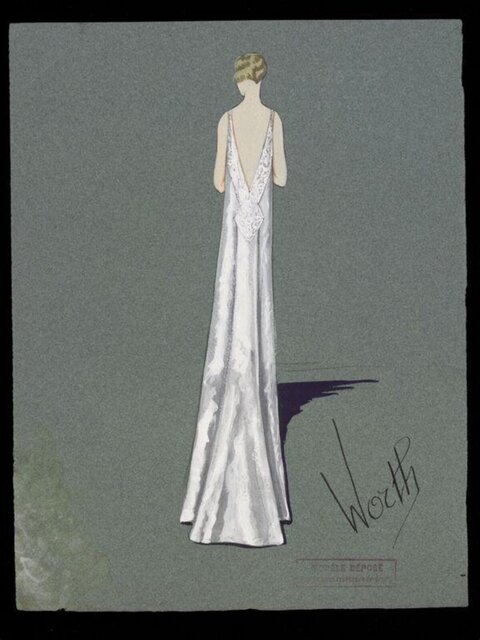 Vintage Worth Evening Gown Fashion Sketch
