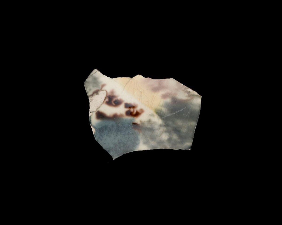 Broken Glazed Ceramic Fragment