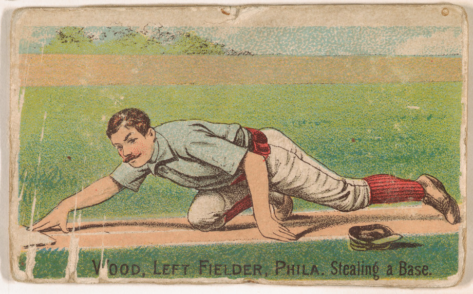 Vintage Baseball Card Wood Stealing Base