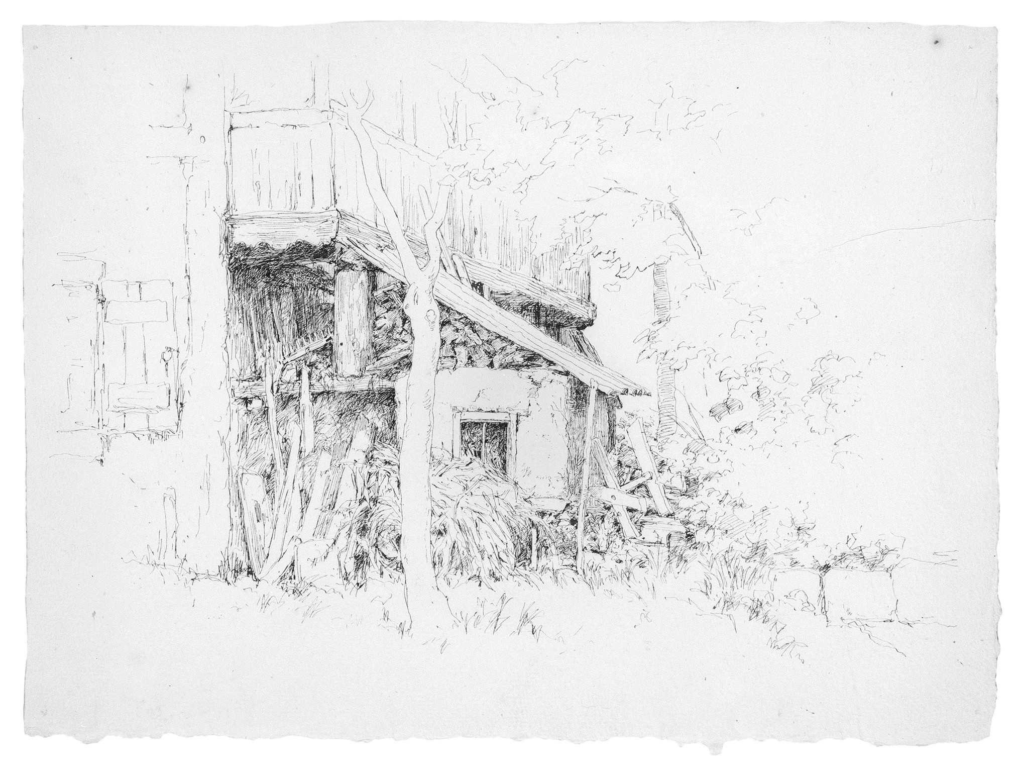 Pen and Ink Sketch of Old Cabin