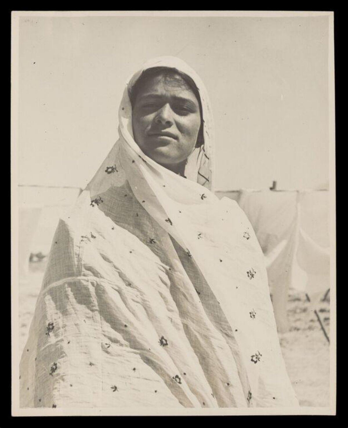Vintage Portrait of Woman in Headscarf