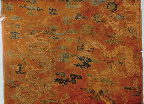Ancient Orange Dragon Pattern Textile