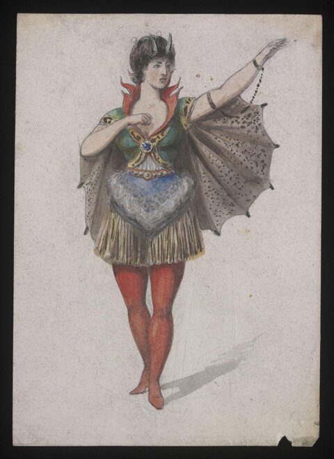 Watercolor Demon Performer Costume Sketch