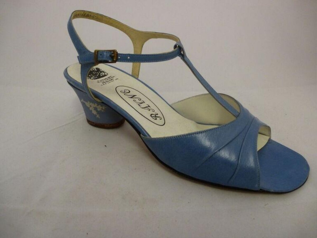 Light Blue T-Strap Heeled Sandal