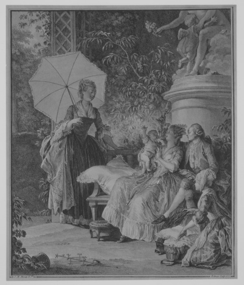 18th Century Garden Group Engraving